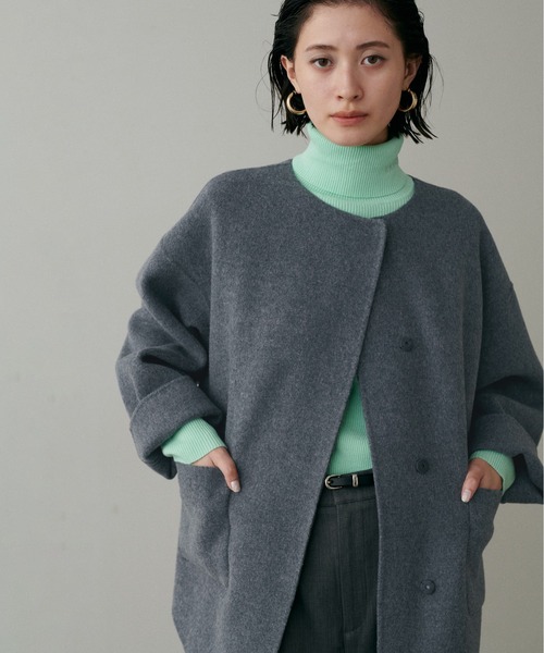 natural couture - 【LARUTA】ラウンドヘムWフェイスリバーコート LARUTA（ラルータ） 「LARUTA」ラウンドヘムWフェイスリバーコート