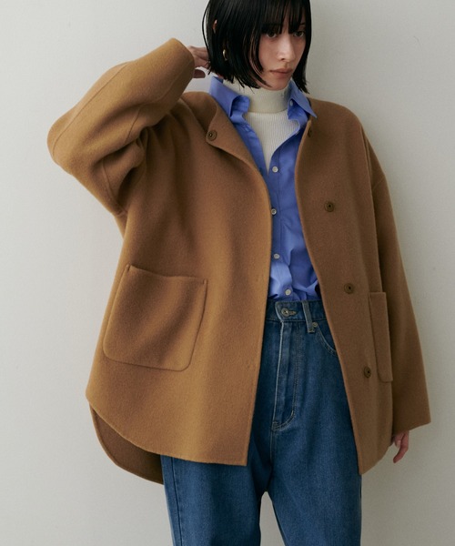 styling/ ヘムフレアリバーコート✳︎モカ