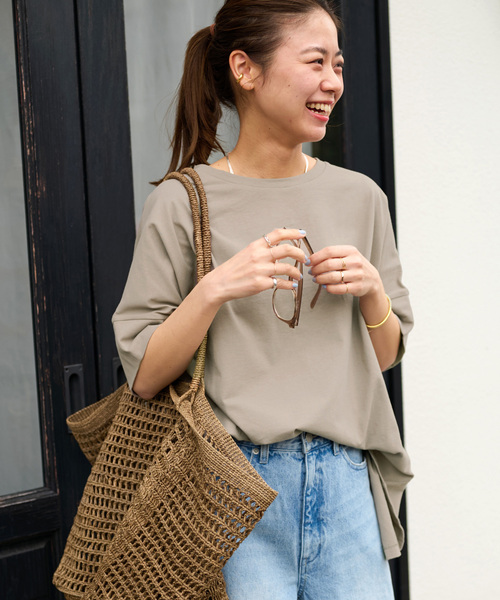 「JOURNAL STANDARD relume」 半袖カットソー FREE オリーブ レディース JOURNAL STANDARD relume tシャツ 「25AW新作」刺繍ロゴハーフ