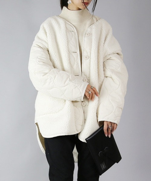 「and it_」 ノーカラージャケット M アイボリー レディース_画像4