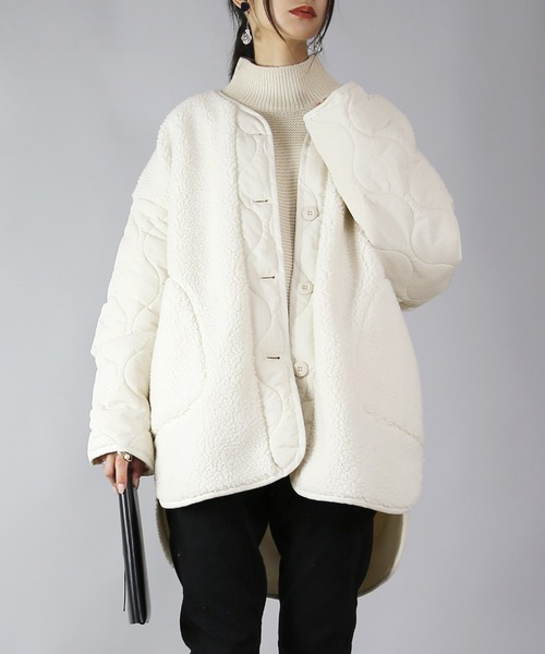 「and it_」 ノーカラージャケット M アイボリー レディース_画像7