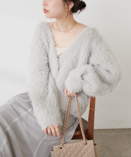 「natural couture」 ニットカーディガン FREE モカ レディース_画像3