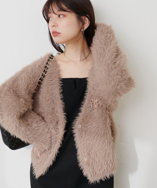 「natural couture」 ニットカーディガン FREE モカ レディース_画像7