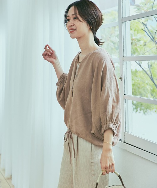 URBAN RESEARCH DOORS ブラウス シャツ リネンドロストドルマン