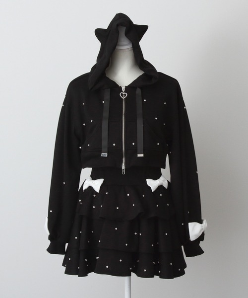 DearMyLove セットアップ ねこみみビジューパーカーセットアップ