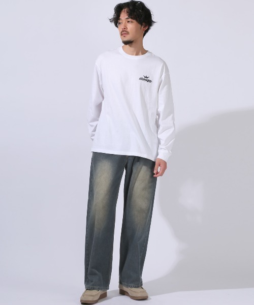 LUXSTYLE ジーンズ デニムワイドバギーパンツ メンズ レディース