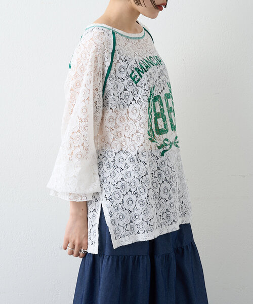 w closet ブラウス シャツ ナンバリングレースプルオーバー