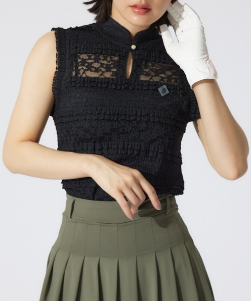 tシャツ 「RIENDA GOLF」カットレーストップス 夏服 ノースリーブトップス レディース RIENDA GOLF tシャツ 「RIENDA GOLF」カットレーストップス 夏服