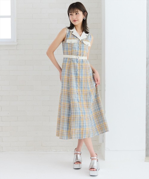 アンフィル unfil ノースリーブ チェックシャツ ワンピース シャツドレス アンフィル unfil ノースリーブ チェックシャツ ワンピース