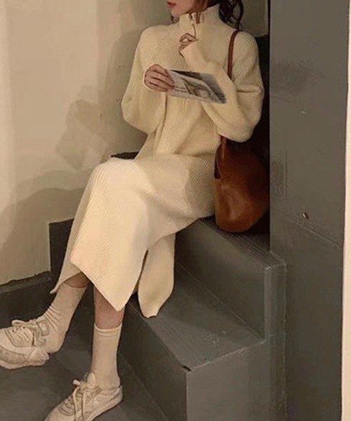 「a lot of love」 ニットワンピース FREE オフホワイト レディース_画像9