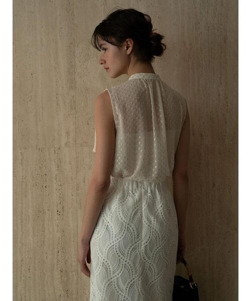 ブラウス シャツ 「JAPAN FABRIC」箔ドットジャガードラッフルヨークブラウス「2025summer catalog item」 レディース