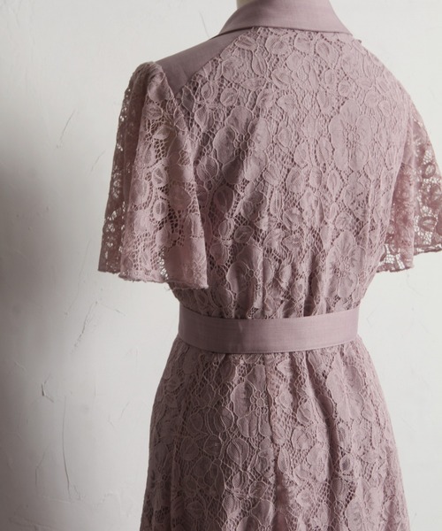 tocco closet ワンピース ベルト付きレース切り替えシャツ