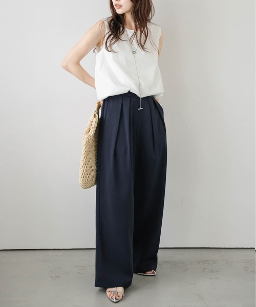 La-gemme（ラジェム） パンツ 「日本製」タックワイドパンツ