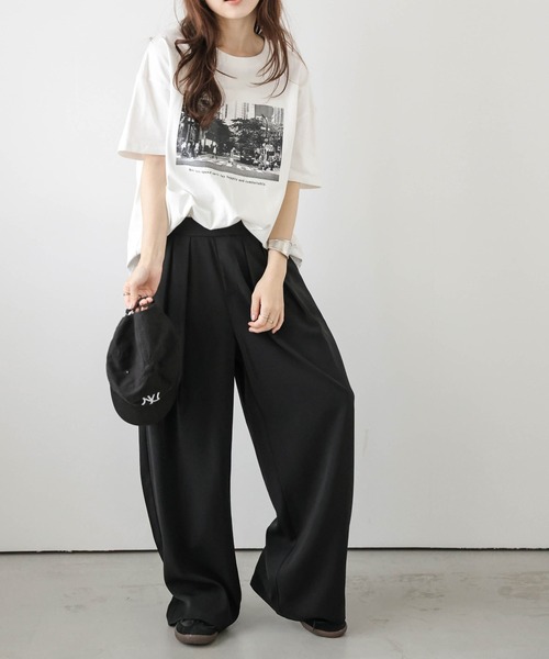 La-gemme（ラジェム） パンツ 「日本製」タックワイドパンツ