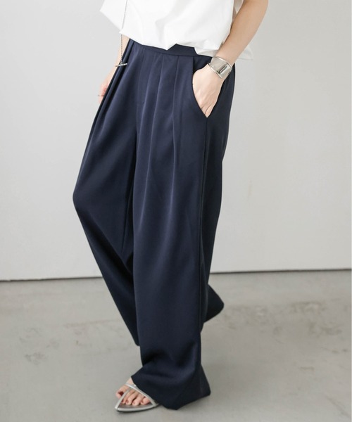 La-gemme（ラジェム） パンツ 「日本製」タックワイドパンツ