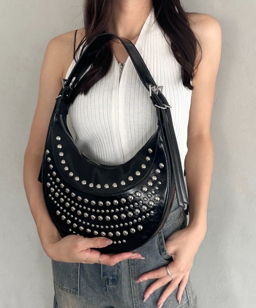 ハンドバッグ スタッズハーフムーンバッグ : ZOZOTOWN Yahoo!店 - 通販