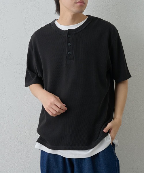 paradigm tシャツ 「paradigm」ガス焼きワッフルヘンリーネックT