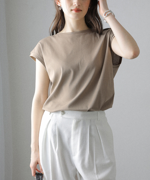 tシャツ 「追加」「洗える」接触冷感フレンチカットソー レディース