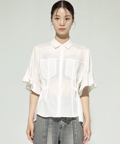 ブラウス シャツ 「STUDIOUS/ステュディオス」Hem Flare 2way Blouse/ヘムフレアブラウス レディース STUDIOUS/ステュディオス】Hem Flare 2way Blouse/ヘムフレア
