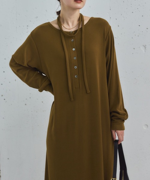 DOUX ARCHIVES（ドゥアルシーヴ） ワンピース 2WAYヘンリーネックリブ