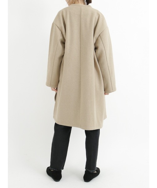 「Samansa Mos2 blue」 ノーカラーコート MEDIUM シルバーグレー レディース_画像8