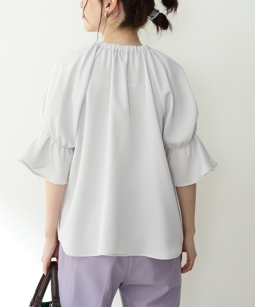 「N.（N. Natural Beauty Basic）」 半袖ブラウス MEDIUM ライトグレー レディース_画像2