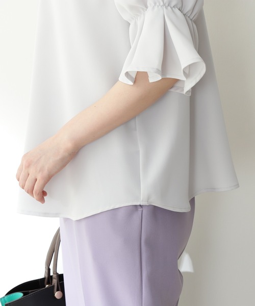 「N.（N. Natural Beauty Basic）」 半袖ブラウス MEDIUM ライトグレー レディース_画像3