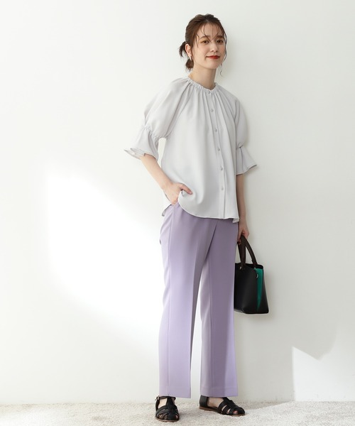 「N.（N. Natural Beauty Basic）」 半袖ブラウス MEDIUM ライトグレー レディース_画像5