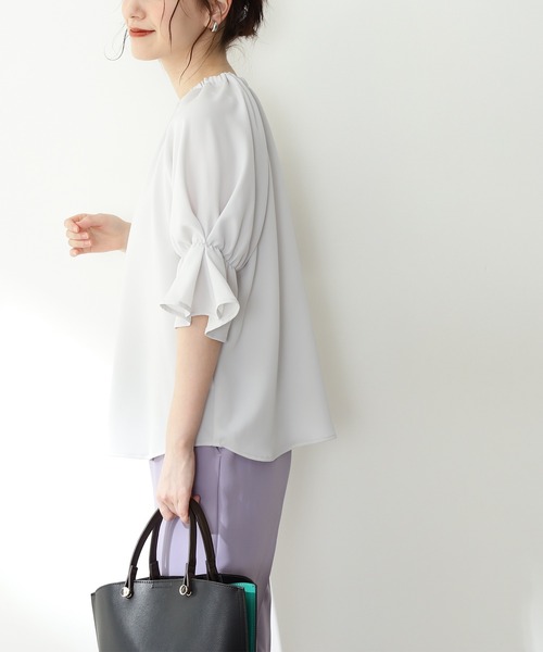 「N.（N. Natural Beauty Basic）」 半袖ブラウス MEDIUM ライトグレー レディース_画像8