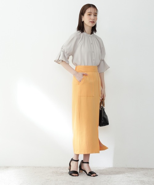 「N.（N. Natural Beauty Basic）」 半袖ブラウス MEDIUM ライトグレー レディース_画像9