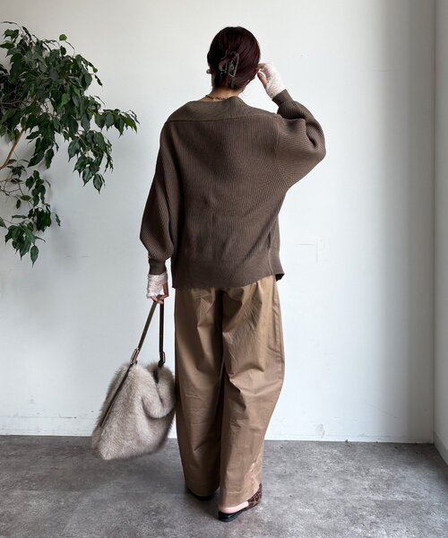 DouDou ニット セーター フロントジップニット レディース