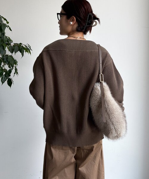 DouDou ニット セーター フロントジップニット レディース
