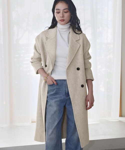 極美品♪ エンフォルド ウール カラー切替 ロングチェスターコート ELFRANK コート チェスターコート 「Premium」上質ウール チェスター