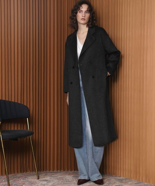 美品　エンフォルド　チェスターコート　保管袋付　グレー　ウール　ロングコート ELFRANK コート チェスターコート 「Premium」上質ウール チェスター