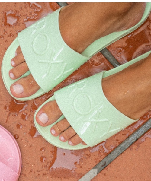 「ROXY」 フラットサンダル 23cm グリーン レディース_画像9