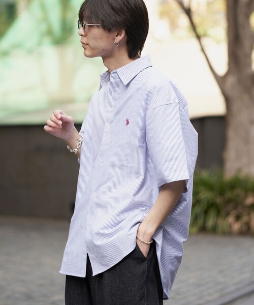 「PUBLUX」 「U.S.POLO ASSN.」半袖シャツ MEDIUM グリーン メンズ_画像3