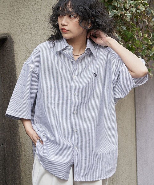 「PUBLUX」 「U.S.POLO ASSN.」半袖シャツ MEDIUM グリーン メンズ_画像9