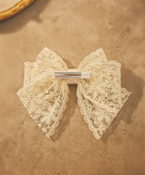 VIBGYOR ヘアクリップ 「IZU」 大きめリボン バレッタ レース ヘア