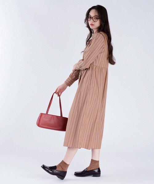 To b. by agnes シャツワンピース ストライプ コットン : ZOZOTOWN