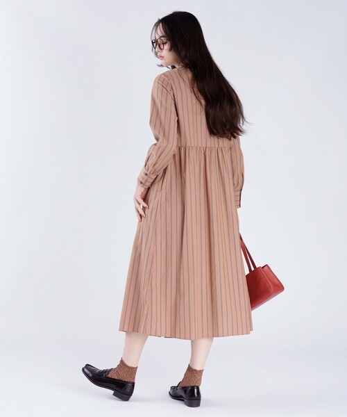 To b. by agnes シャツワンピース ストライプ コットン : ZOZOTOWN