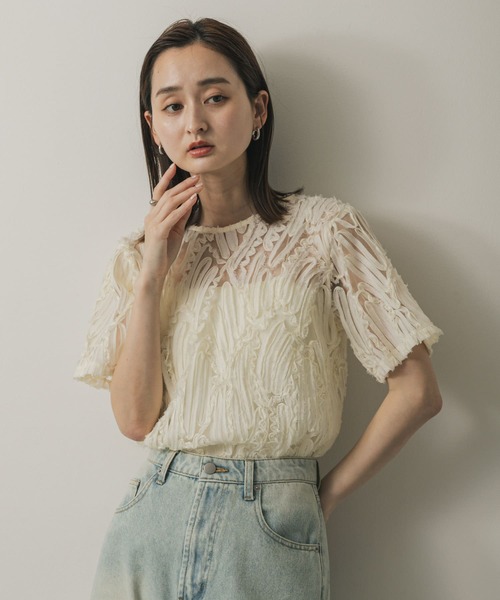 「SENSE OF PLACE by URBAN RESEARCH」 半袖ブラウス ONE アイボリー レディース_画像2