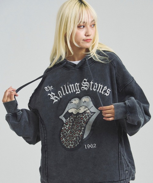 JACKROSE パーカー B-TRS-Lips＆Tongue-ヒョウ柄切替プルパーカー