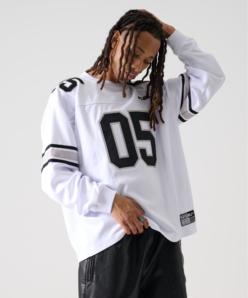 FUBU（フブ） tシャツ ブランド ロゴ ナンバー ワッペン Vネック 長袖