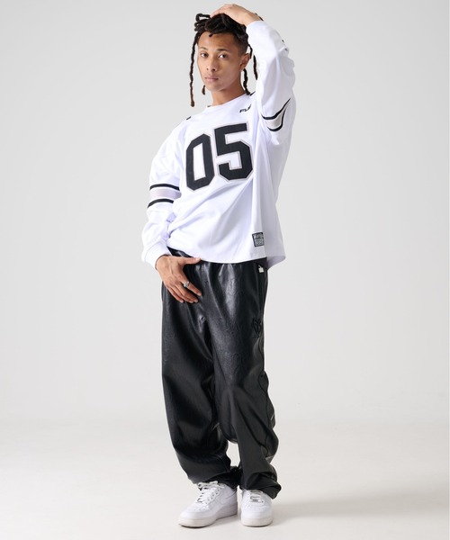 FUBU（フブ） tシャツ ブランド ロゴ ナンバー ワッペン Vネック 長袖