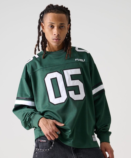 FUBU（フブ） tシャツ ブランド ロゴ ナンバー ワッペン Vネック 長袖