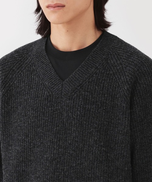 無印良品（MUJI） セーター ニット 紳士 ウールミドルゲージ畦編みV