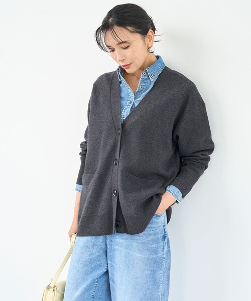 UNFILO（アンフィーロ） カーディガン コットンカシミヤニット Vネック