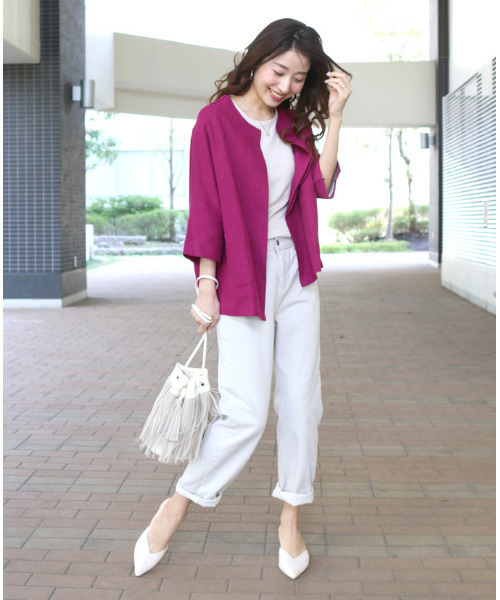 〇 【新品】Ehre style エーレスタイル　ノーカラージャケット Ehre style（エーレスタイル） ノーカラージャケット FREE ブラック