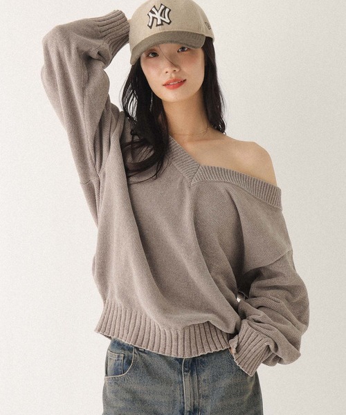 Heather（ヘザー） ニット セーター Vネックモールラメニット 599408