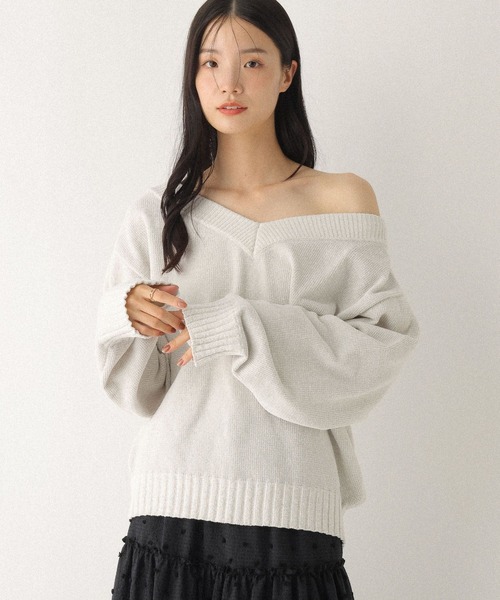 Heather（ヘザー） ニット セーター Vネックモールラメニット 599408